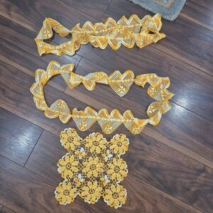 Crochet, Vintage Yellow & White Cotton